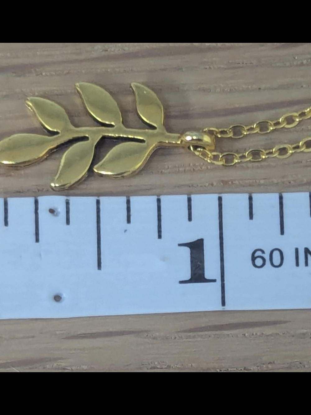 Olive Branch Necklace 18K Gold Plated 17” + 2" Minimalist Leaf Pendant - Picture 5 of 7